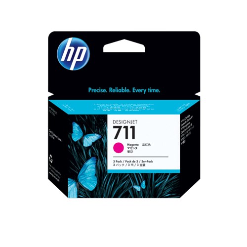 HP 711 MAGENTA INK CARTRIDGE 3-PACK 29-ML FOR DESIGNJET T120 T520