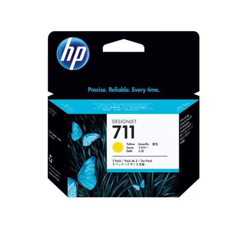 HP 711 YELLOW INK CARTRIDGE 3-PACK 29-ML FOR DESIGNJET T120 T520