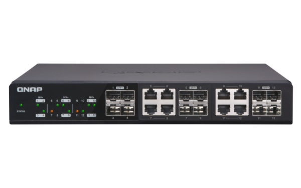 QNAP 12PORT 10GBPS SWITCH 4 SFP 8 SFP AND RJ 45 COMBO PORT
