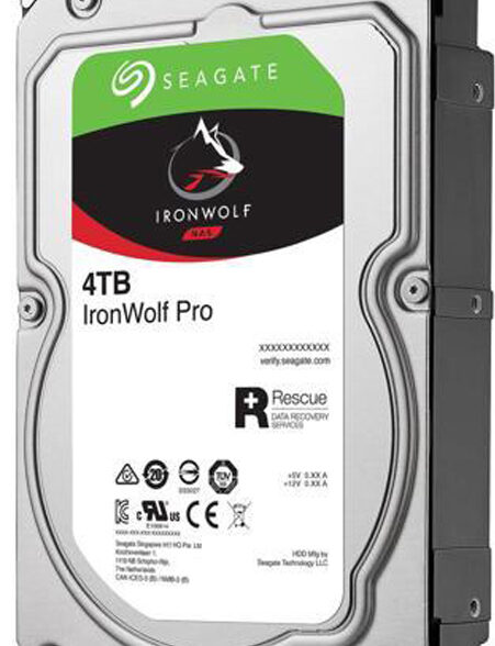 SEAGATE IRONWOLF PRO 4TB – WORKLOAD 300TB/YR 7200RPM 5YRS WARRANTY  2YRS DATA RESCUE